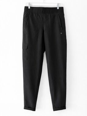 Apana Black Cargo Pants M High Rise Stretch Zip Pocket Athleisure